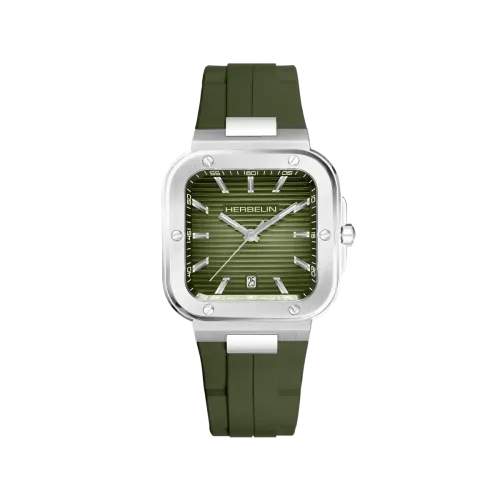 Vue complète de la Montre Herbelin Cap Camarat Square – Quartz – Kaki & FKM