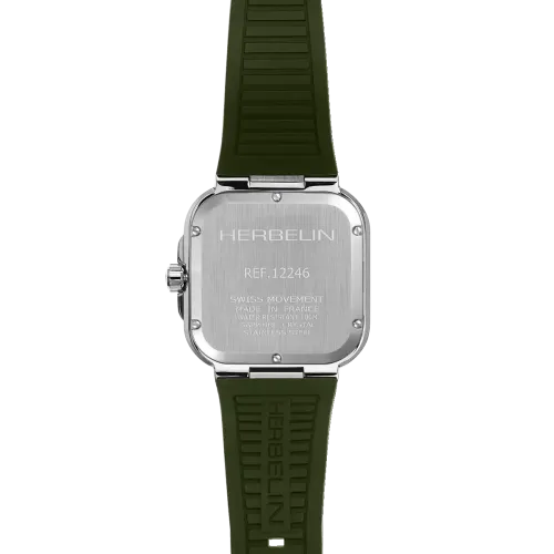 Vue complète de la Montre Herbelin Cap Camarat Square – Quartz – Kaki & FKM