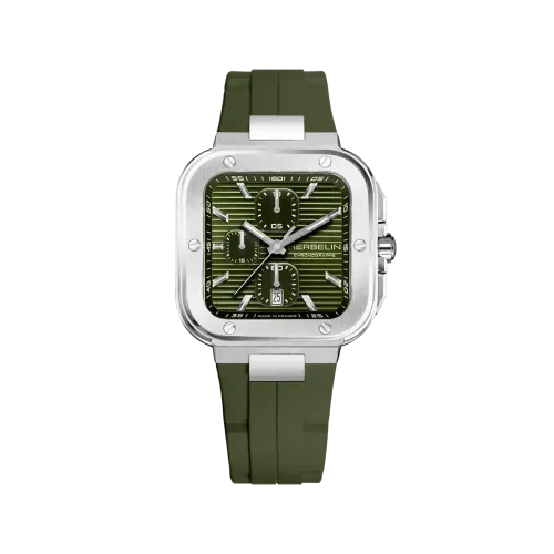 Vue intégrale de la Montre Herbelin Cap Camarat Square – Chronographe – Kaki & FKM