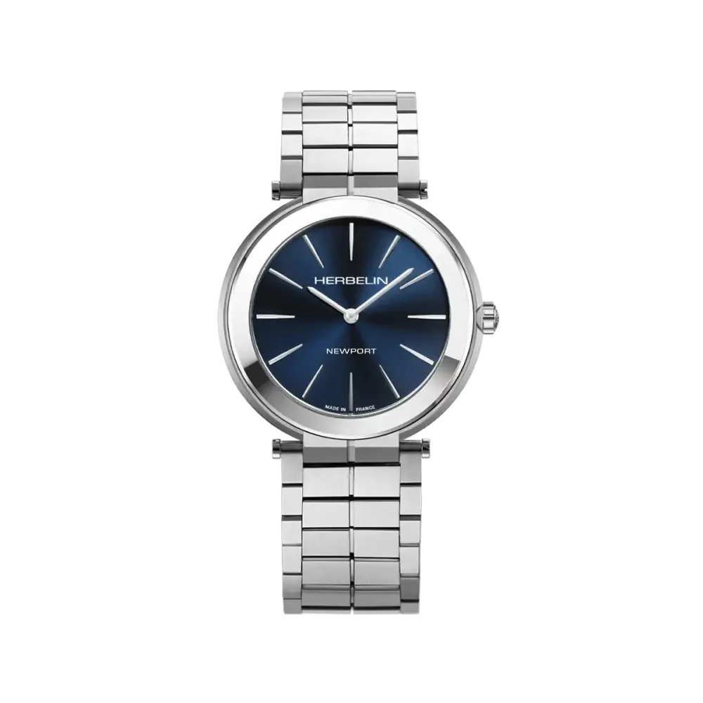Photo montrant l'intégralité de la Montre Herbelin Newport Slim – Quartz – Bleu & Acier
