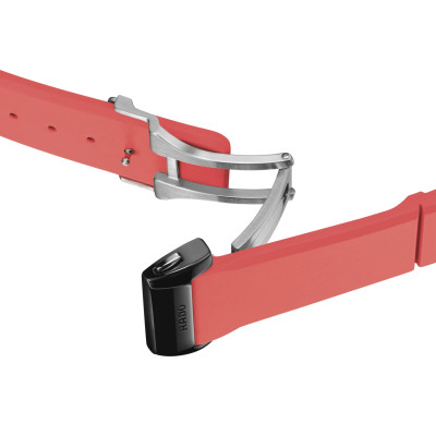 Vue de boucle de la montre Montre Anatom Automatic Cadran Rouge Bracelet Caoutchouc Rouge
