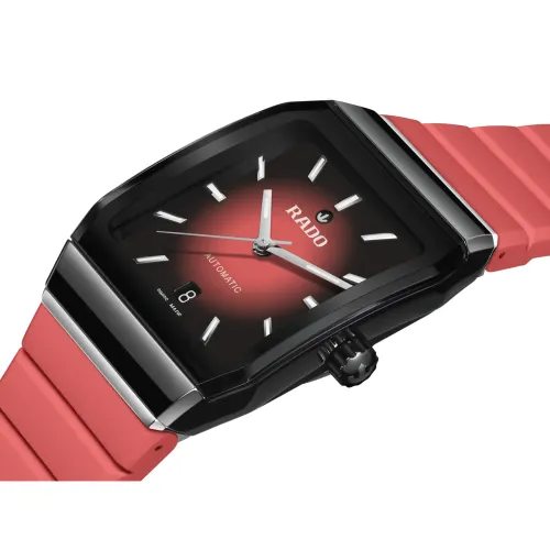 Photo montrant l'intégralité de la montre Montre Anatom Automatic Cadran Rouge Bracelet Caoutchouc Rouge