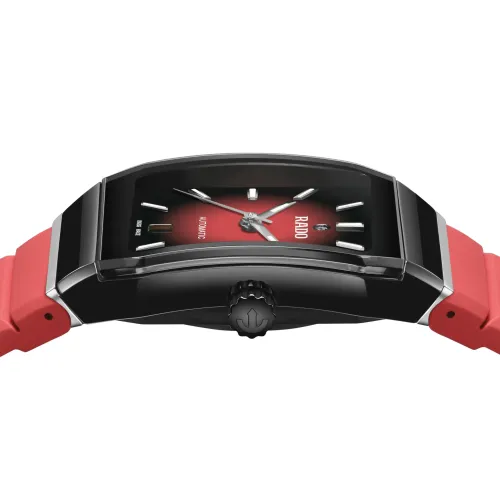 Photo montrant l'intégralité de la montre Montre Anatom Automatic Cadran Rouge Bracelet Caoutchouc Rouge