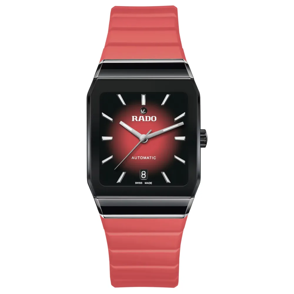 Photo montrant l'intégralité de la montre Montre Anatom Automatic Cadran Rouge Bracelet Caoutchouc Rouge