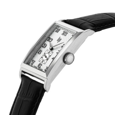 Vue profil de la Montre Lip Churchill T24 Aiguilles Argentées montrant la couronne