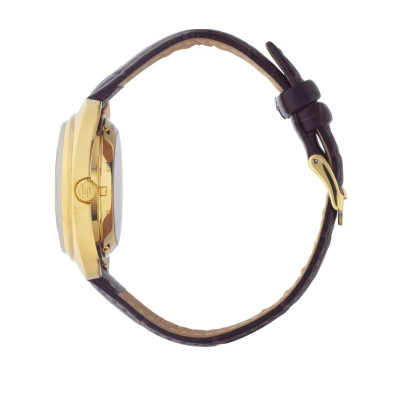 Vue profil de la Montre Automatique Lip Général De Gaulle Boîtier Doré montrant la couronne