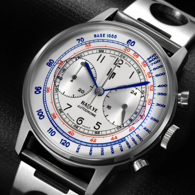 Zoom détaillé sur la Montre Lip Rallye Méca-Quartz Chronograph 40 Mm Cadran Argent Bracelet Argent