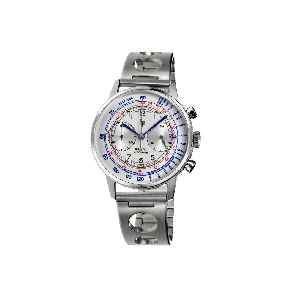 Photo montrant l'intégralité de la Montre Lip Rallye Méca-Quartz Chronograph 40 Mm Cadran Argent Bracelet Argent
