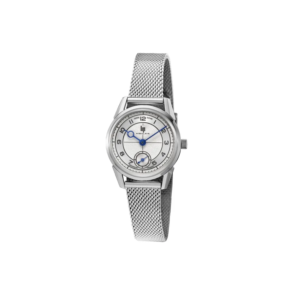 Image capturant l’ensemble de la Montre Lip Himalaya Classique 29 Mm Cadran Argent Bracelet Métal Argent
