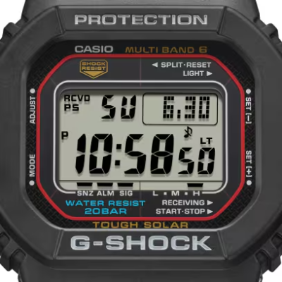 Photo montrant l’affichage digital de la montre Casio G-Shock GW-M5610U-1ER