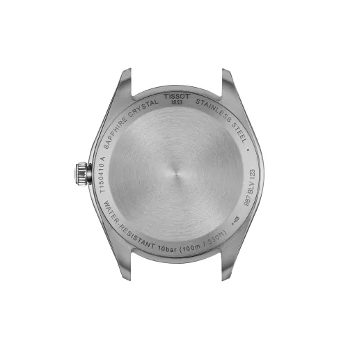 Photo montrant l'intégralité de la montre Tissot PR 100 40mm, cadran blanc, bracelet bicolore doré.