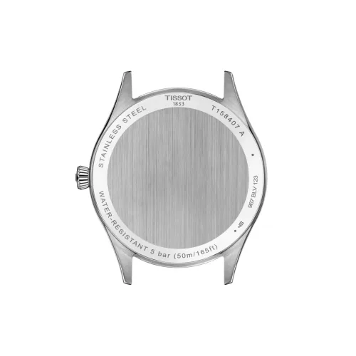 Photo montrant l'intégralité de la montre Tissot Classic Dream 40mm, cadran blue, bracelet cuir noir.