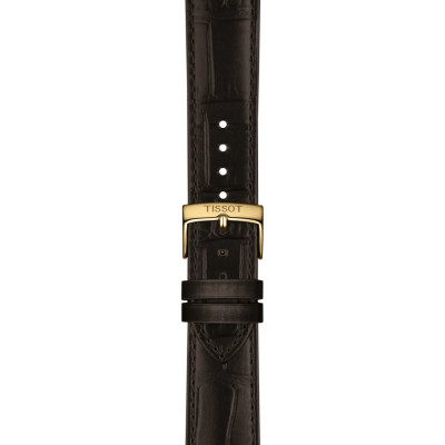 Vue de boucle de la Montre Tissot Classic Dream 40mm, Cadran Irisé, Bracelet Brun