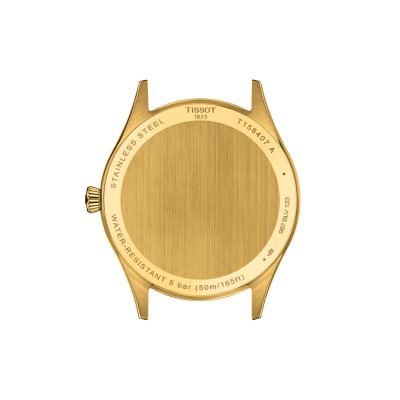 Vue de dos de la Montre Tissot Classic Dream 40mm, Cadran Irisé, Bracelet Brun