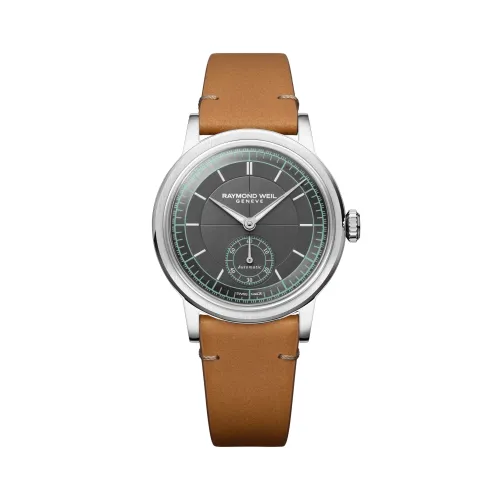 MONTRE RAYMOND WEIL MILLESIME SMALL SECONDS 35 MM, CADRAN ANTHRACITE BRACELET CUIR MARRON