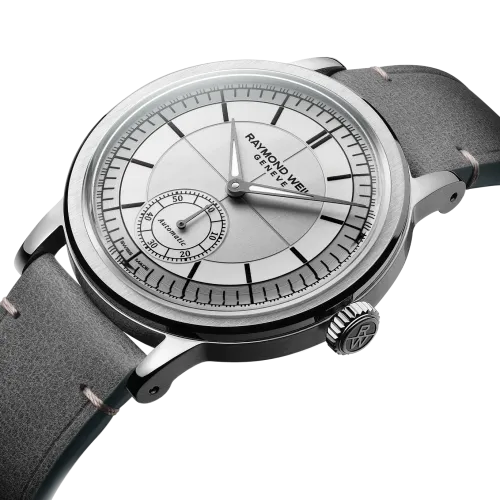 MONTRE RAYMOND WEIL MILLESIME SMALL SECONDS 35 MM, CADRAN GRIS BRACELET CUIR GRIS