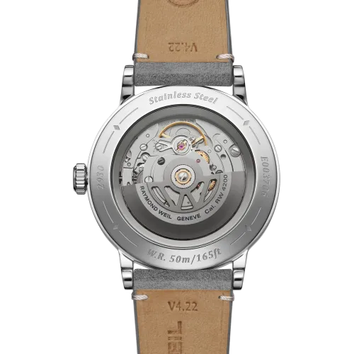 MONTRE RAYMOND WEIL MILLESIME SMALL SECONDS 35 MM, CADRAN GRIS BRACELET CUIR GRIS