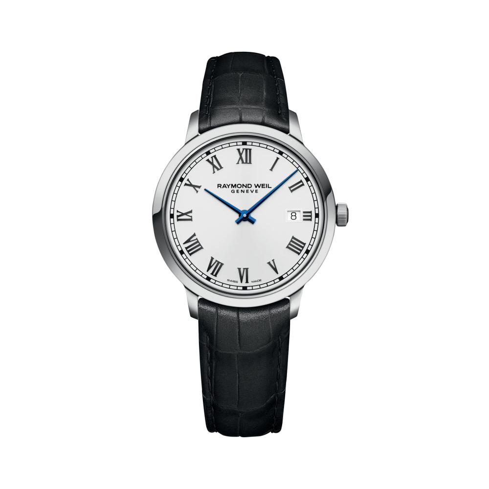 Photo montrant l'intégralité de la montre toccata classic 39 mm, white dial, bracelet cuir noir