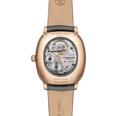 Vue de dos de la montre Montre Raymond Weil Toccata Heritage, Cadran Cuivré, Bracelet Gris