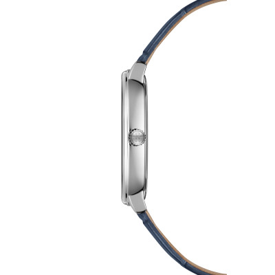 Vue profil de la montre Montre Raymond Weil Toccata Heritage, Cadran Bleu, Bracelet Bleu