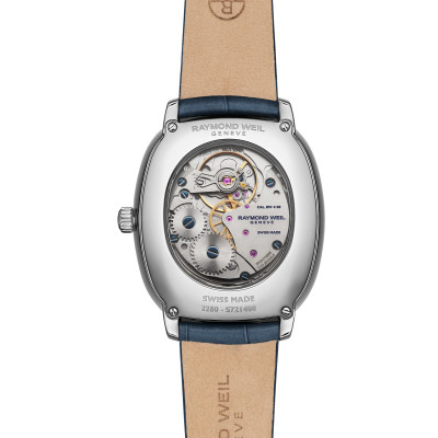 Vue de dos de la montre Montre Raymond Weil Toccata Heritage, Cadran Bleu, Bracelet Bleu