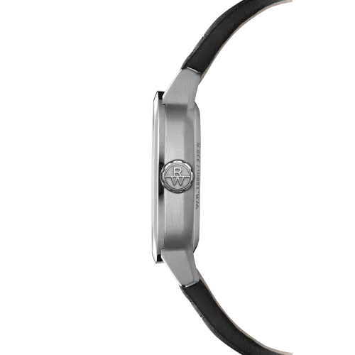 Photo montrant l'intégralité de la montre Raymond Weil Freelancer calibre RW1212, cadran bleu, bracelet cuir noir