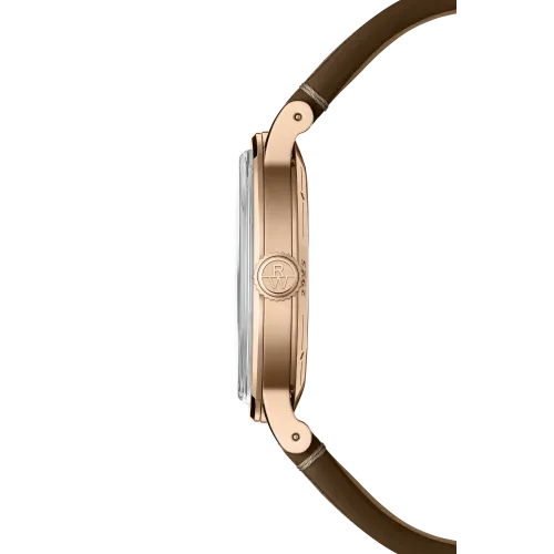 MONTRE RAYMOND WEIL MILLESIME CENTRAL SECONDS 39 MM, CADRAN ARGENTÉ, BRACELET CUIR BRUN