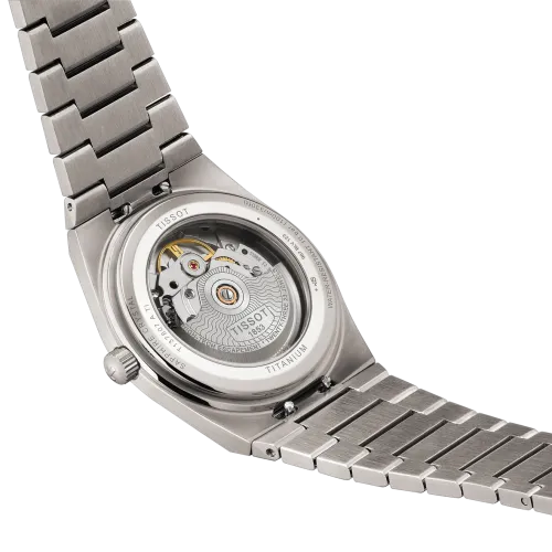 MONTRE TISSOT PRX TITANE 38 MM, CADRAN BLEU, BRACELET MÉTAL ARGENTÉ