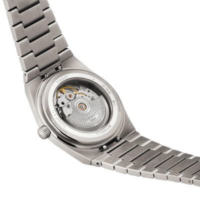 MONTRE TISSOT PRX TITANE 38 MM, CADRAN BLEU, BRACELET MÉTAL ARGENTÉ