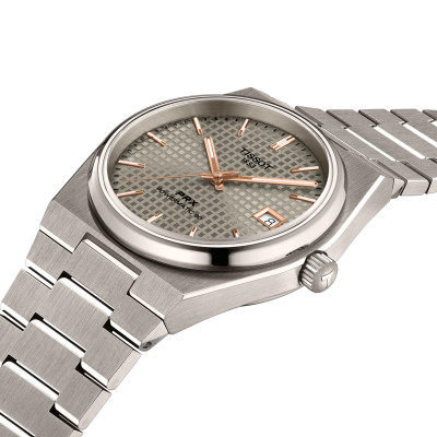 MONTRE TISSOT PRX TITANE 38 MM, CADRAN BLEU, BRACELET MÉTAL ARGENTÉ