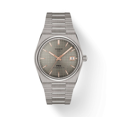 MONTRE TISSOT PRX TITANE 38 MM, CADRAN BLEU, BRACELET MÉTAL ARGENTÉ