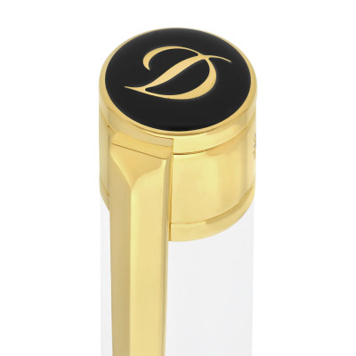 Vue du clip du Stylo Stylo S.T. Dupont Bille D‑Initial Blanc