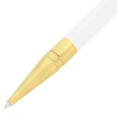Zoom détaillé sur la pointe du Stylo Stylo S.T. Dupont Bille D‑Initial Blanc