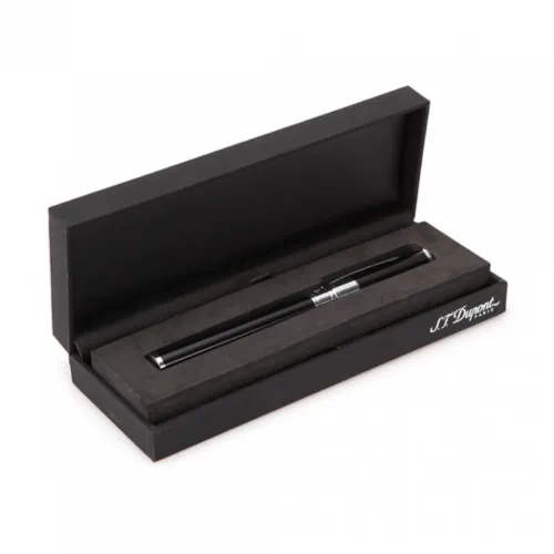 Photo montrant l'intégralité du stylo Stylo S.T. Dupont Roller D‑Initial Finition Chromé Argent Et Noir