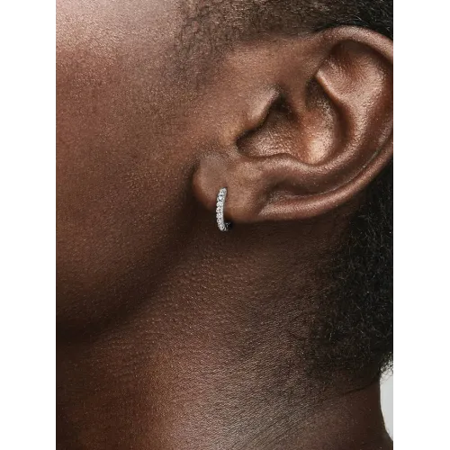 Photo présentant l’intégralité des Pandora Créoles Huggie Scintillantes Argent Massif