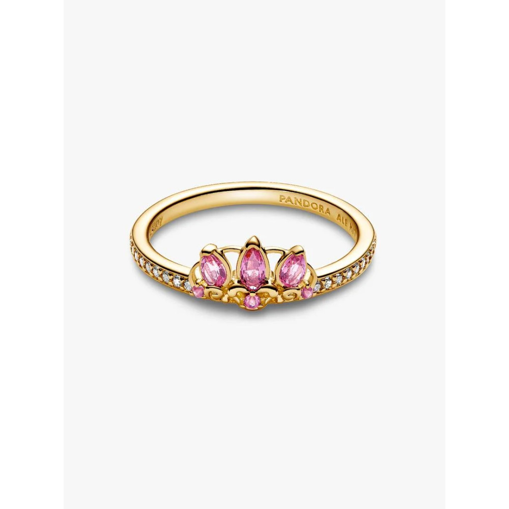 Photo présentant l’intégralité de la Bague Diadème Princesse Disney Raiponce Métal Doré À L'Or 14 Carats