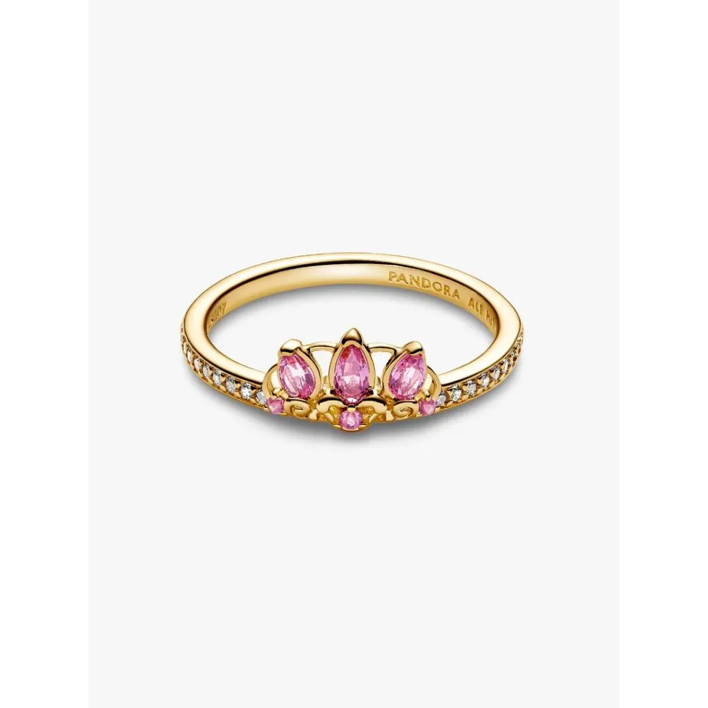 Photo présentant l’intégralité de la Bague Diadème Princesse Disney Raiponce Métal Doré À L'Or 14 Carats