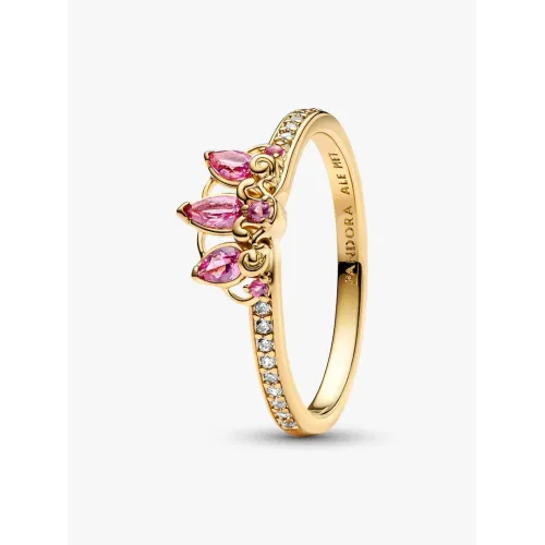 Photo présentant l’intégralité de la Bague Diadème Princesse Disney Raiponce Métal Doré À L'Or 14 Carats