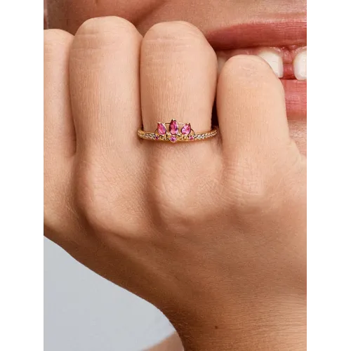 Photo présentant l’intégralité de la Bague Diadème Princesse Disney Raiponce Métal Doré À L'Or 14 Carats