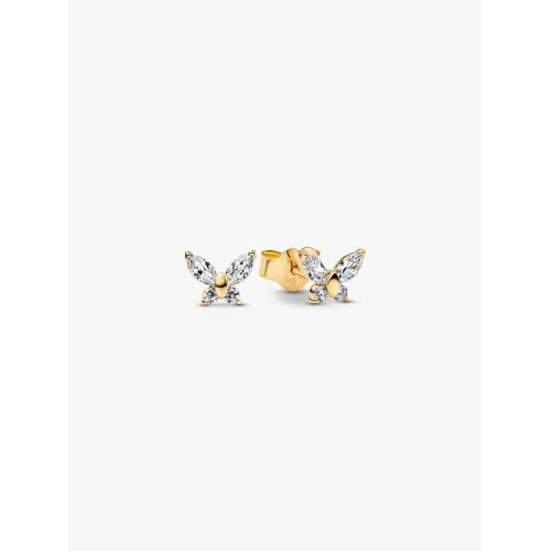 Photo présentant l’intégralité de la Pandora Clous D'Oreilles Papillon Métal Doré À L'Or 14 Carats