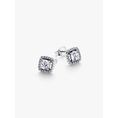 Photo présentant l’intégralité de la Pandora Clous d'Oreilles Halo Scintillants Argent Massif