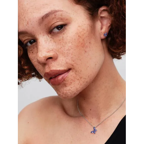 Photo présentant l’intégralité de la Pandora Clous D'Oreilles Papillon Argent Massif