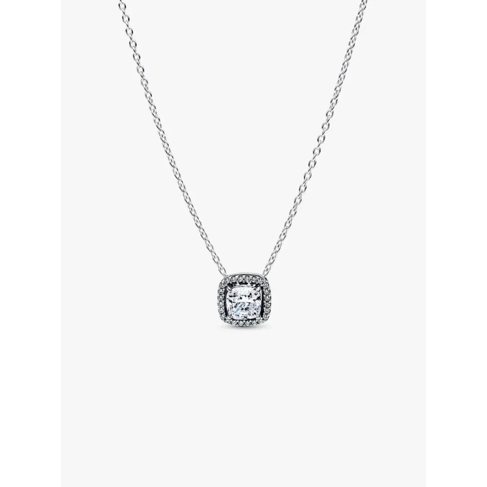 Photo présentant l’intégralité de la Pandora Collier Pendentif Halo Scintillant Argent Massif