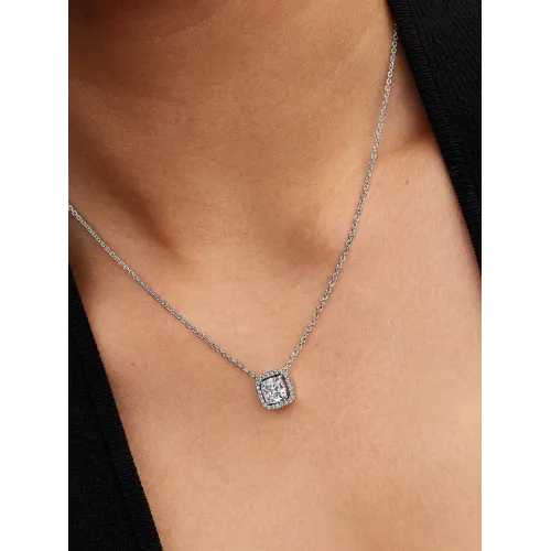 Photo présentant l’intégralité de la Pandora Collier Pendentif Halo Scintillant Argent Massif