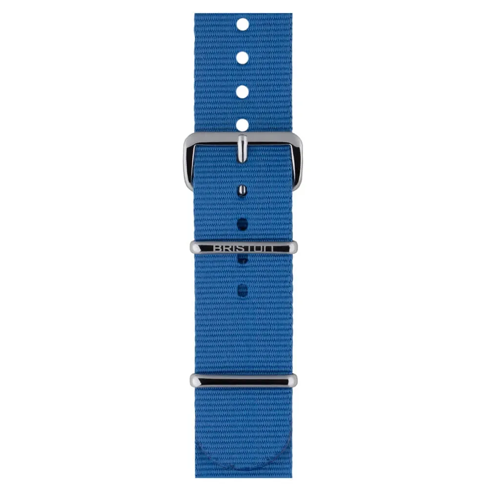 Photo présentant l’intégralité du Briston bracelet NATO bleu clair