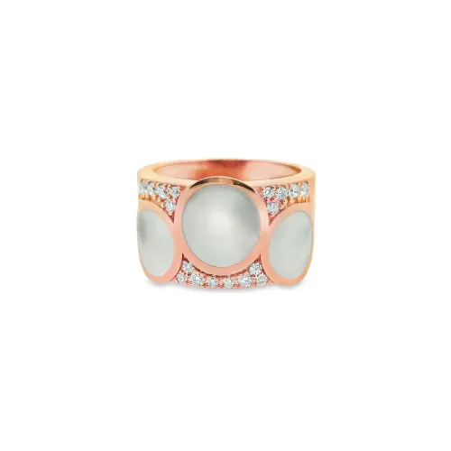 Image montrant la totalité de la Clozeau Bague Aura En Or Rose Résine Blanche Et Diamants