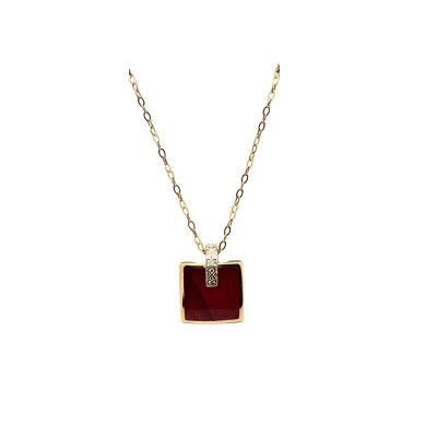 CLOZEAU COLLIER OR ROSE DIAMANTS 0.01CT RÉSINE ROUGE