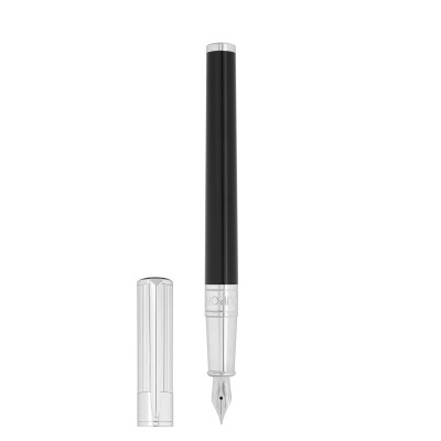 Une photo du corps du S.T Dupont Initial Stylo Plume Noir avec son capuchon posé à côté.