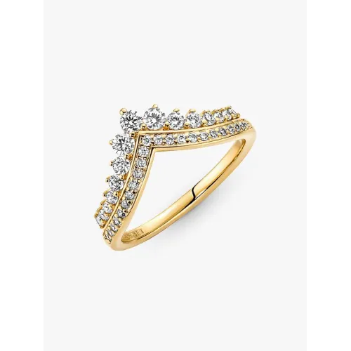 Image montrant la totalité de la Pandora Bague Tiare Vœu métal doré à l’or 14 carats