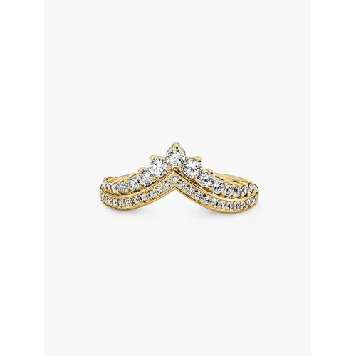 Image montrant la totalité de la Pandora Bague Tiare Vœu métal doré à l’or 14 carats